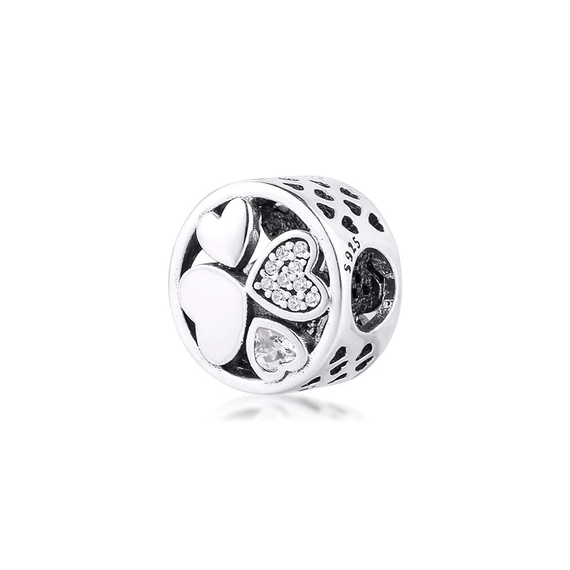 Hearts of Love Beads 925 Sterling Silver Charms Bracelets
