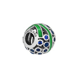 Ocean Life Charms Bracelet Beads Green Enamel & CZ 925 Sterling Silver