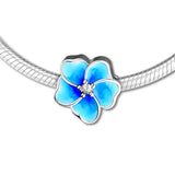 Orchid Beads with Lavend Enamel & CZ 925 Sterling Silver