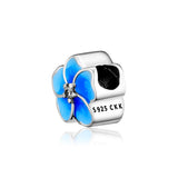 Orchid Beads with Lavend Enamel & CZ 925 Sterling Silver