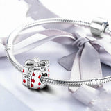 Sparkling Star Beads with Red Enamel 925 Sterling Silver Jewelry
