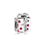 Sparkling Star Beads with Red Enamel 925 Sterling Silver Jewelry