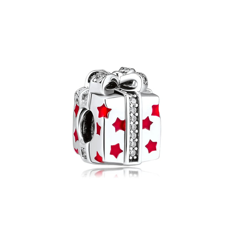 Sparkling Star Beads with Red Enamel 925 Sterling Silver Jewelry