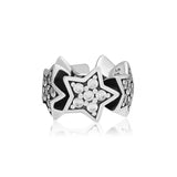 Star Beads with Clear CZ 925 Sterling Silver Charms Bracelet