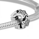 Star Beads with Clear CZ 925 Sterling Silver Charms Bracelet