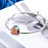 Sweet House Beads With Orange Enamel 925 Sterling Silver Jewelry