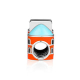 Sweet House Beads With Orange Enamel 925 Sterling Silver Jewelry