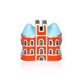 Sweet House Beads With Orange Enamel 925 Sterling Silver Jewelry