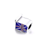 Flag Beads 925 Sterling Silver Charms Bracelet Jewelry