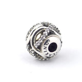925 Sterling Silver Charm Beads with Cubic Zirconia for Essence Bracelets