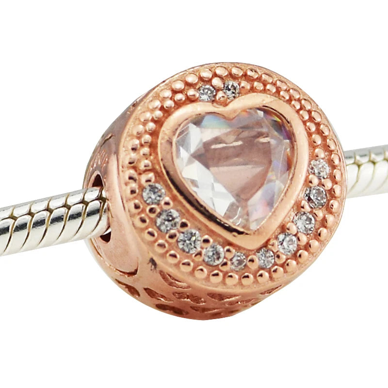 Compassion Charms for Essence Bracelets with Rose & Clear CZ Beads