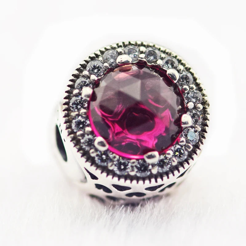 925 Silver Red CZ Passion Charm Bead for Essence Bracelets