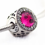 925 Silver Red CZ Passion Charm Bead for Essence Bracelets