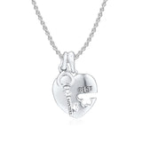 925 Sterling Silver Heart & Key Dangle Charms for Europe Beads Bracelets