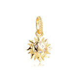 925 Sterling Silver Sparkling Sun Charm for Europe Beads Bracelets