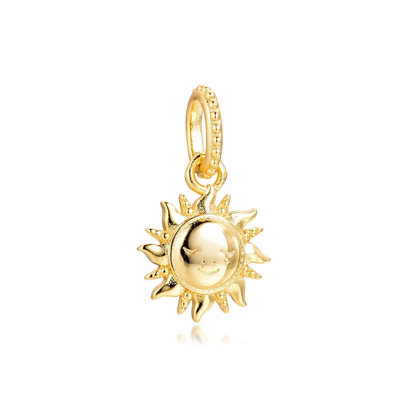 925 Sterling Silver Sparkling Sun Charm for Europe Beads Bracelets