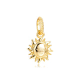 925 Sterling Silver Sparkling Sun Charm for Europe Beads Bracelets