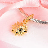 925 Sterling Silver Sparkling Sun Charm for Europe Beads Bracelets