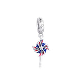 Sterling Silver Pinwheel Dangle Charms for Beads Bracelets