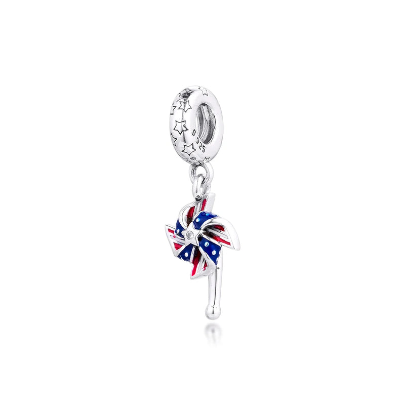 Sterling Silver Pinwheel Dangle Charms for Beads Bracelets
