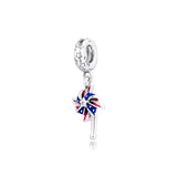 Sterling Silver Pinwheel Dangle Charms for Beads Bracelets