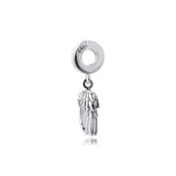 925 Sterling Silver Angel Wings & Heart Dangle Charms