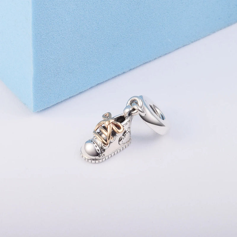 European Beads Bracelet 925 Sterling Silver Baby Shoe Dangle Charm