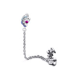 925 Sterling Silver Pink Fan Safety Chain Charms for Europe Beads Bracelets