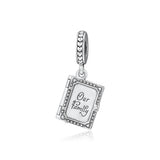 Family Book Dangle Charm for Europe Beads Bracelets, 925 Sterling Silver