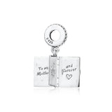 Family Book Dangle Charm for Europe Beads Bracelets, 925 Sterling Silver