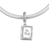 Family Book Dangle Charm for Europe Beads Bracelets, 925 Sterling Silver