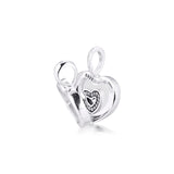 Heart Locket Charms 925 Silver for Europe Beads Bracelets