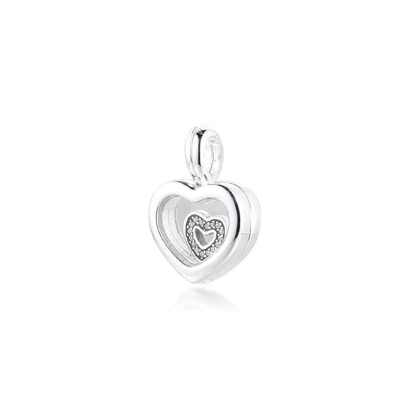 Heart Locket Charms 925 Silver for Europe Beads Bracelets