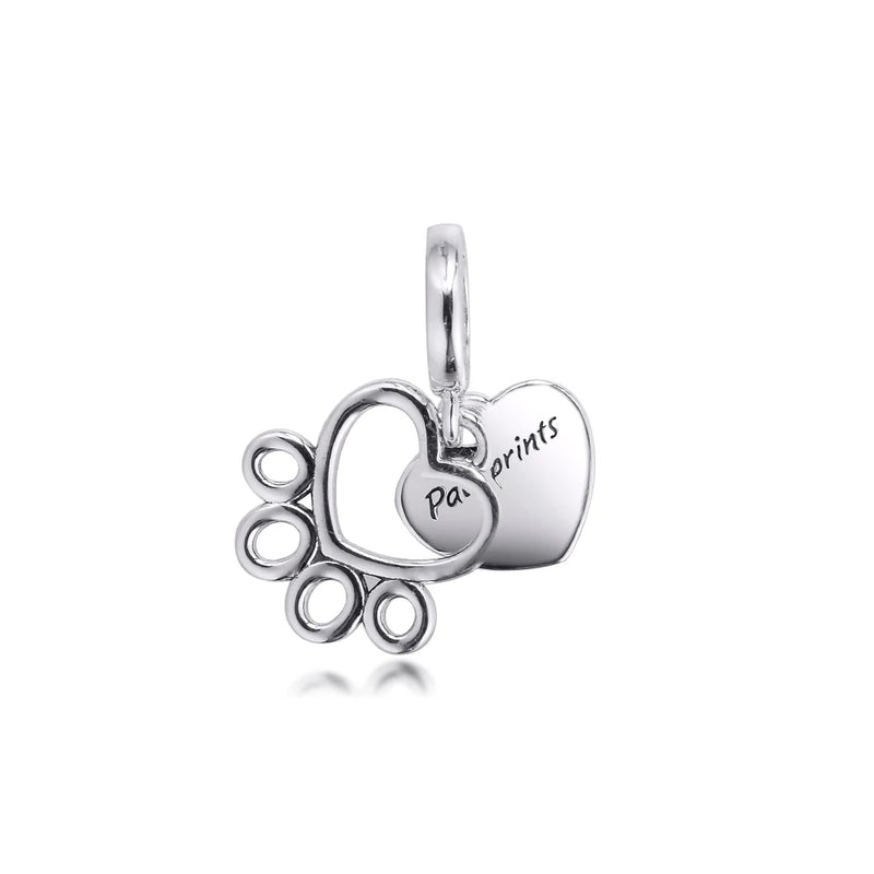 925 Sterling Silver Heart Dangle Charms for Bracelets