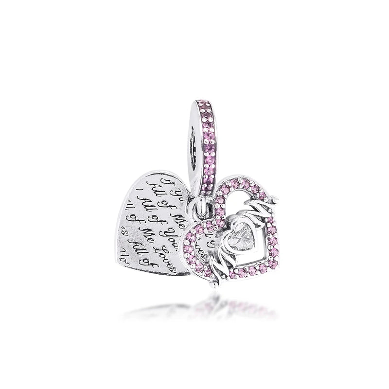 Heart & Mum Dangle Charms for Europe Beads Bracelets