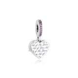 Heart & Mum Dangle Charms for Europe Beads Bracelets