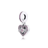 Heart & Mum Dangle Charms for Europe Beads Bracelets