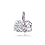 Heart & Mum Dangle Charms for Europe Beads Bracelets