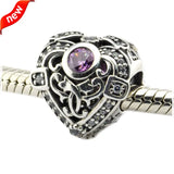 Opulent Heart Charms 925 Silver Beads Bracelet European Style