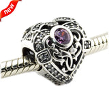Opulent Heart Charms 925 Silver Beads Bracelet European Style