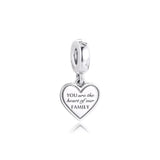Two-tone Family Tree & Heart Dangle Charms 925 Silver Bracelet Beads