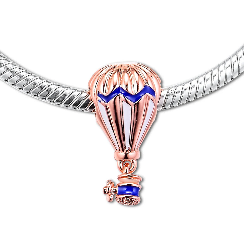 Europe Bracelet Charms 925 Silver Hot Air Balloon Rose Beads