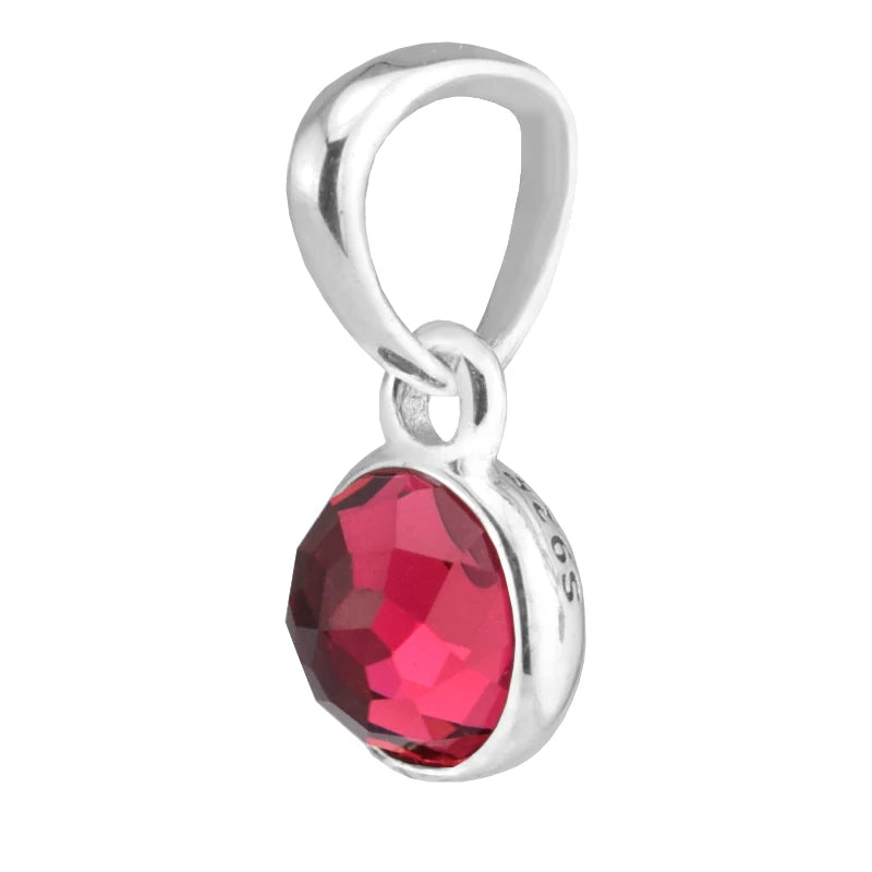 Ruby 925 Silver July Bracelet Charms for Europe