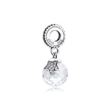 Moon and Star Beads with Clear Crystal 925 Sterling Silver Charms
