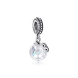 Moon and Star Beads with Clear Crystal 925 Sterling Silver Charms