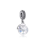 Moon and Star Beads with Clear Crystal 925 Sterling Silver Charms