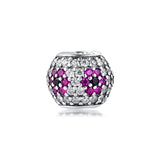 925 Silver Pave Ball Beads Charms for Europe Bracelets