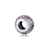 925 Silver Pave Ball Beads Charms for Europe Bracelets