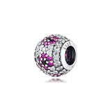 925 Silver Pave Ball Beads Charms for Europe Bracelets