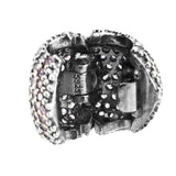 Europe Bracelets Pave Open Heart Clips Beads w/ Pink CZ 925 Silver Charms